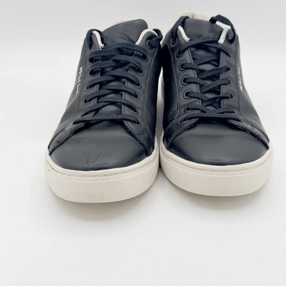 Paul Smith Mens 9 Black Leather Zebra Logo Sneakers Shoes Luxury Streetwear Logo